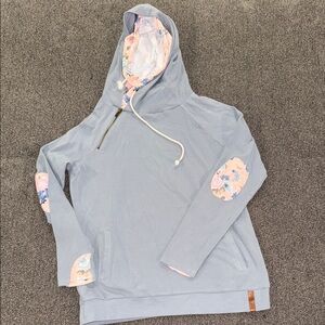 Ampersand Floral Patch Hoodie with Drawstring